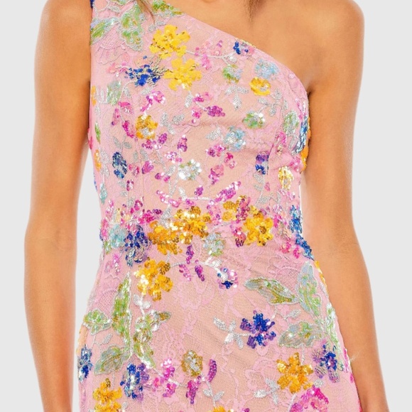 Mac Duggal Vibrant Pink Floral Maxi Dress - Picture 2 of 3